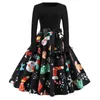 Theme Costume Christmas Dresses Women Robe Vintage Femme 2022 Long Sleeve Santa Claus Tree Winter Holidays Party Rockabilly Dress Up Party x1010