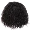 Extensiones de cabello humano de cola de caballo con cordón rizado afro mongol, Clip de cola de caballo en postizo para mujer negra, marrón oscuro, brasileño, Remy afroamericano, 140g