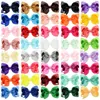 Hårtillbehör 40st/Lot 3Inches Grosgrain Ribbon Bow Clip for Kids Girls Solid Color Bowknot Classic Bubble Hairpins