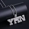 Pendentif Colliers AITIEI Iced Out Bling YRN Lettres Collier avec chaîne de corde Hommes Or Argent Couleur Hip Hop Mode Bijoux287Q