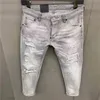 Pop Jeans para hombre Pantaloni da ciclismo uomo jean para hombres motociclo Agujeros rasgados clásicos Motocicleta Biker Denim pantalón Marca moda De307i