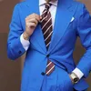 Abiti da uomo Blazer Blu Risvolto largo Uomo Due bottoni Costume Homme Smoking da sposo da sposa Prom Slim Fit Terno Masculino Blaze2102