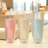 Mugs 750ml Double Layer Plastic Straw Cups With Lids BPA Free Water Bottle For Drinking Tea Coffee Mug Juice Milk Cup Drinkware 231010