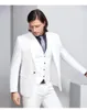 Męskie garnitury przystojne drużbki wełniane mieszanka mieszanka Tuxedos męska sukienka ślubna man kurtka blezer obiad na balu (kamizelka krawata z kurtkami) A53