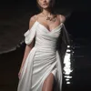 Sexy Beach Wedding Dresses Backless Off The Shoulder Side Split Bridal Gowns Plus Size Bohemian Bridal Dress