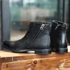 Boots 2023 Spring Autumn Ankle Fashion Male Cow Genuine Leather Shoes Dual Zip Leisure Motorcycle Boys A049