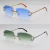 316 Moissanite Womans New Sunglasses Set Rimless Handmade Stones Diamond Sun Original Limited Edition Glasses 남자 si