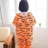 Kadın pijama yaz Tiger Kısa Kollu Pijama Hayvan Onesies Kadın Erkekler Unisex Yetişkin Pamuk Homewear Tulum