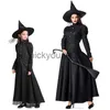 Kostium motywu Halloween czarodziej Cosplay kostium dzieci dorosły Halloween Kobiety Deluxe Wicked Witch Costume Black Full Długość sukienki x1010