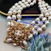 Chokers Baroque Pearl Jewelry Naszyjnik Romantyczne dławiki Trzy pasme kwiaty wysokiej jakości akcesoria weselne eleganckie 231010