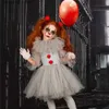 Temadräkt Halloween Pennywise Girl Grey Scary Joker Cosplay Tulle kläddräkt Fancy Tutu Dress Carnival Masquerade Party Come Q231010