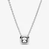 100% 925 Sterling Silver Square Sparkle Halo Necklace Fashion Women Wedding Engagement Jewelry Accessories323D