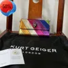 Kurt Geiger London Luxury Clutch Bag Multi Colorful Patchwork Handväska Elegant och elegant middag Metalliska kedjekvällsväskor Fogande handväska Shou