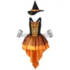 Theme Costume Carnival Halloween Lady Multicolor Tuxedo Witch Costume Cute Elegant Crape Magic Sorceress Playsuit Cosplay Fancy Party Dress x1010