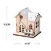 Decorative Objects Figurines Christmas LED Light Wooden House Luminous Cabin Merry Christmas Decorations for Home DIY Xmas Tree Ornaments Kids Gifts Year 231009