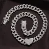 Ketten 2 stück Set Rapper Voll Schwere Herzförmige Kubanische Link Armband Iced Frauen Für Männer Necklcae Kette Prong Pave Luxus Hiphop Jewel295o