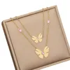 Biżuteria w nowym stylu różowy Diamentowy motyl Naszyjnik moda podwójna biżuteria łańcuchowa