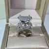 Pierścienie zespołowe 925 Srebrny Znakomity Pierścień Big Heart 5a CZ Micro Pave Cubic Zirkonia w pełni zaklęta Bling Hip Hop Punk Men Men Jewelry 231009