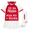 23 2024 TIERNEY SKA Kids Kit Camisas de futebol GABRIEL G. JESUS SMITH ROWE MARTINELLI WHITE Home Away 3º Goleiro Chid Terno Camisas de futebol de manga curta