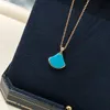 Fashion Luxury Women Jewelry Gold Necklace Classic and Generous Turquoise Fan-shaped Design Charm Noble Designer Elegant and Gorgeous Lady Rose Gold Pendant