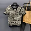 Men's T Shirts 2023 Crewneck Sweater Short Sleeve Jacquard Korean Version Slim-fit Fashion Personality Half T-shirt Base Shirt