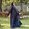 民族衣類クリンクルシフォンアバヤの女性イスラム教徒ドレスモロッコカフタンイードラマダン着物