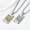 Pendant Necklaces Fashion Punk Rotatable Mechanical Gear Necklace Gold Color Stainless Steel Steampunk Cut Dog Tag Hiphop Men Jewe269r