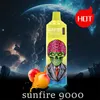 Spanien Sunfire Tornado RNM 9000 Puffs Einweg E -Zigaretten Pod Device Kit wiederaufladbare Akku 18ml 0% 2% 3% 5% vorgefüllte RGB Light Pods Vape Pen 10k 12k 15k Puff 9000