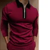 Polos masculinos novos masculinos manga longa lapela listrado xadrez camiseta magro ajuste camisa polo t231010