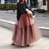 Spódnice kobiety elegancka titu titu spódnica solidna kolor multi-warstwowa A-line plisowana midi impreza Prom Princess Dress Streetwear