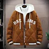 Mens Down Parkas Street Style Men Winter Fake TwoPiece Hooded Baseball Clothes Jacket Unisex Thick Warm Oversize CottonPadded Windbreake 231010