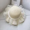 Sombreros Sombrero de verano para niños Sombrilla Perla Encaje Paja Bebé Niña Gorra Protector solar para niñas Accesorios de pografía de playa