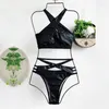 Women's Swimwear Bikinis 2023 Mujer Sexy Snakeskin Swimsuit Women Cross Strap Bikini Set Hollow Bathing Suit Two Pieces Swimming