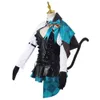 Lynette Cosplay Genshin Impact Costume Cosplay Parrucca Fontaine Mago Lyney Uniforme in pelle Parrucca Costume di Halloween per le donnecosplay