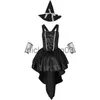 Theme Costume Carnival Halloween Lady Multicolor Tuxedo Witch Costume Cute Elegant Crape Magic Sorceress Playsuit Cosplay Fancy Party Dress x1010