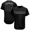 Maillot de baseball authentique noir noir-gris personnalisé