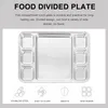 Servis uppsättningar rostfritt stålplatta uppdelat bricka: Portionskontroll Dietplattor Separator Dish Tray For Kids Dessert Lunch Pastasås