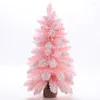 Christmas Decorations Artificial Tree 60CM Pink Desktop Flocking Xmas Pine With Light Decoration 2023 Window Ornaments Gift