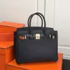 TOOT Designer çantası H Litchi Klasik Desen Çantaları Orijinal Deri Kadın Togo Üst Kat Cowhide Moda Taşınabilir Yeni 30cm Çantalar