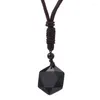 Pendentif Colliers Mode Black Obsidian Collier Star Lucky Love Crystal Bijoux Hommes Femmes Pull Chaîne