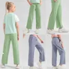 Lu-1457 Joga dla dzieci wiosna lato jesień dziewczyny miękkie elastyczne spodnie flare oddychające szybkie suche spodnie