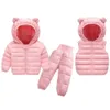 Kleidungssets Kleinkind Winter Baby Outwear Mädchen Jungen Kleidungssets Warme Faux Daunenjacke Anzug Kinder Kinder Schneeanzug Mäntel Weste Hosen Overalls 231010