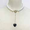 Słodkowodna perła naszyjnik ręcznie robiony biżuteria z krótką szyją czarny kamień wisiorek bankietu Weselne kobiety Dodaj glamour ubrania