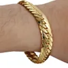 Bracciale da uomo e donna, catena da polso solida, bracciale a spina di pesce in oro giallo 18 carati, lungo 23 cm, stile classico, regalo289O