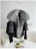 Pelliccia da donna Pelliccia sintetica Femminile Grande collo di pelliccia di volpe Capispalla Spessa Pelliccia calda Cappotto di vera pelliccia Giacca invernale Donna Piumini d'anatra bianchi Con cappuccio J231010