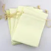 Gift Wrap 100pcs/lot Ivory Jute Bags 7x9cm Small Wedding Favors Drawstring Bag Linen Cute Charms Gifts Packaging Pouches