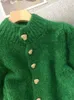 Women's Sweaters Green Knitted Cardigan Sweaters Autumn Half High Collar Sweet Casual Korean Fashion Winter Casual Jacket 231009
