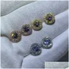 Stud Vecalon Nuovo arrivo Best Friends Orecchini placcati oro bianco 18 carati Orecchini con diamanti grandi per le donne Orecchini gioielli zircone Dh3Jt