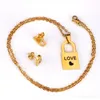 Zestawy biżuterii ślubnej Luksusteel zestaw nondau ślubnego Zestaw ze stali nierdzewnej zamek w zawieszki Naszyjnik Brinco Party Gold Collars Choker 231009