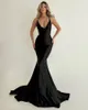 Black Plus Size Mermaid Evening Dresses Long for Women Halter Neck Pleats Birthday Prom Celebrity Pageant Formal Special Occasion Dress Party Gowns Custom Made